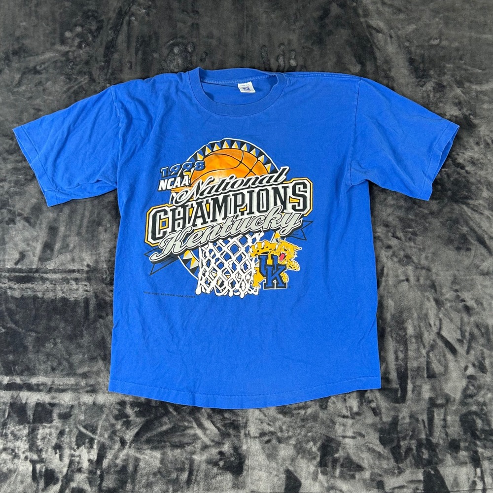 Logo 7 Kentucky Wildcats T Shirt Mens XL Blue 1998 NCAA Champions Vintage USA
